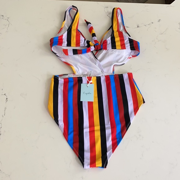 Cupshe Striped One Piece V-Neck Swimsuit size S - Picture 4 of 14